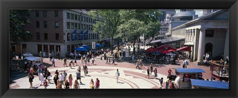 Framed Tourists in a market, Faneuil Hall Marketplace, Quincy Market, Boston, Suffolk County, Massachusetts, USA Print