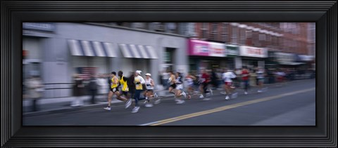 Framed People running in New York City Marathon, Manhattan Avenue, Greenpoint, Brooklyn, New York City, New York State, USA Print