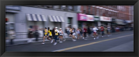 Framed People running in New York City Marathon, Manhattan Avenue, Greenpoint, Brooklyn, New York City, New York State, USA Print