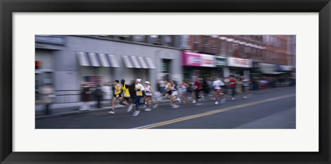 Framed People running in New York City Marathon, Manhattan Avenue, Greenpoint, Brooklyn, New York City, New York State, USA Print