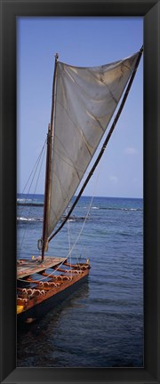 Framed Canoe in the sea, Honolulu, Pu&#39;uhonua o Honaunau National Historical Park, Honaunau, Hawaii, USA Print