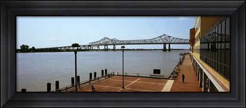 Framed Bridge across a river, Crescent City Connection Bridge, Mississippi River, New Orleans, Louisiana, USA Print