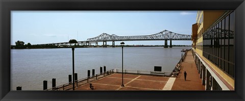 Framed Bridge across a river, Crescent City Connection Bridge, Mississippi River, New Orleans, Louisiana, USA Print