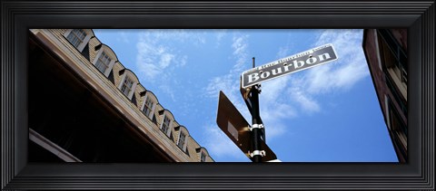 Framed Street name signboard on a pole, Bourbon Street, French Market, French Quarter, New Orleans, Louisiana, USA Print