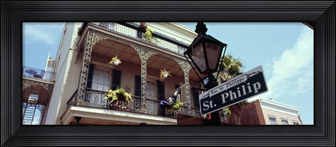 Framed Street name signboard on a lamppost, St. Philip Street, French Market, French Quarter, New Orleans, Louisiana, USA Print