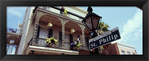 Framed Street name signboard on a lamppost, St. Philip Street, French Market, French Quarter, New Orleans, Louisiana, USA Print