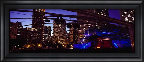 Framed Buildings lit up at night, Millennium Park, Chicago, Cook County, Illinois, USA Print