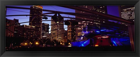 Framed Buildings lit up at night, Millennium Park, Chicago, Cook County, Illinois, USA Print