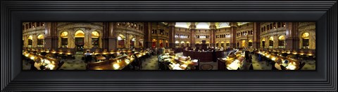 Framed Interiors of the main reading room of a library, Library Of Congress, Washington DC, USA Print
