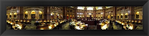 Framed Interiors of the main reading room of a library, Library Of Congress, Washington DC, USA Print