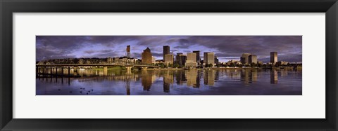 Framed Portland Skyline on a cloudy day, Oregon Print