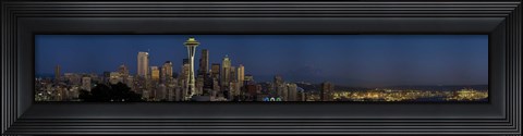 Framed Skyscrapers in a city, Space Needle, Seattle, King County, Washington State, USA Print