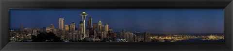 Framed Skyscrapers in a city, Space Needle, Seattle, King County, Washington State, USA Print