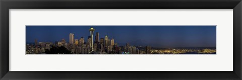 Framed Skyscrapers in a city, Space Needle, Seattle, King County, Washington State, USA Print