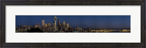 Framed Skyscrapers in a city, Space Needle, Seattle, King County, Washington State, USA Print