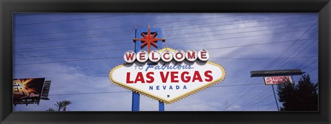 Framed Low angle view of Welcome sign, Las Vegas, Nevada, USA Print