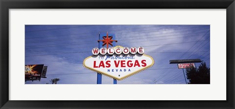 Framed Low angle view of Welcome sign, Las Vegas, Nevada, USA Print