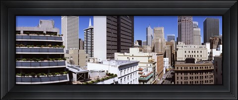 Framed Skyscrapers in a city viewed from Union Square towards Financial District, San Francisco, California, USA Print