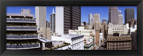 Framed Skyscrapers in a city viewed from Union Square towards Financial District, San Francisco, California, USA Print