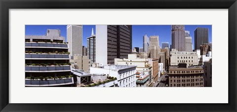 Framed Skyscrapers in a city viewed from Union Square towards Financial District, San Francisco, California, USA Print