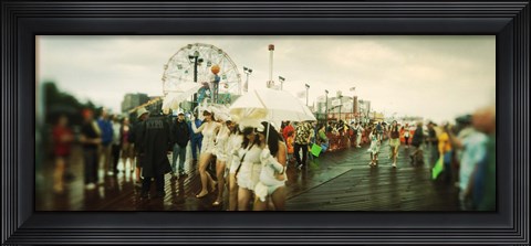 Framed People celebrating in Coney Island Mermaid Parade, Coney Island, Brooklyn, New York City, New York State, USA Print