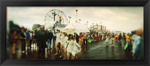 Framed People celebrating in Coney Island Mermaid Parade, Coney Island, Brooklyn, New York City, New York State, USA Print