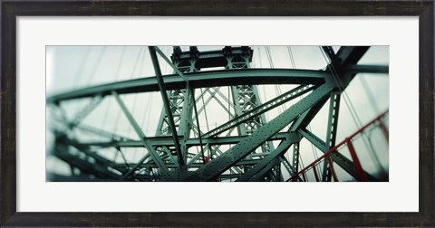 Framed Low angle view of a suspension bridge, Williamsburg Bridge, New York City, New York State, USA Print