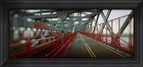 Framed Road across a suspension bridge, Williamsburg Bridge, New York City, New York State, USA Print