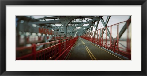 Framed Road across a suspension bridge, Williamsburg Bridge, New York City, New York State, USA Print