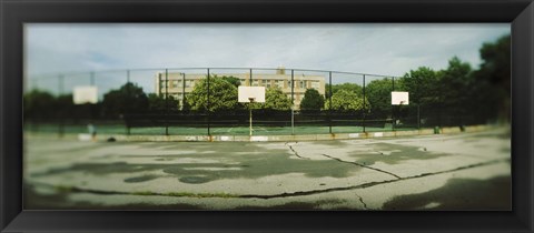 Framed Basketball court in a public park, McCarran Park, Greenpoint, Brooklyn, New York City, New York State, USA Print