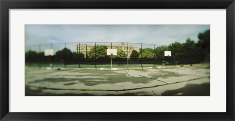 Framed Basketball court in a public park, McCarran Park, Greenpoint, Brooklyn, New York City, New York State, USA Print