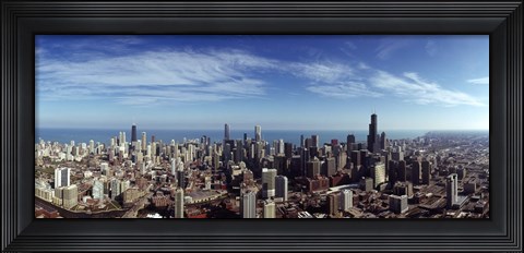 Framed Aerial view of a cityscape with Lake Michigan in the background, Chicago River, Chicago, Cook County, Illinois, USA Print