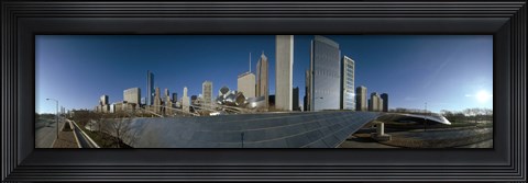 Framed 360 degree view of a city, Millennium Park, Jay Pritzker Pavilion, Lake Shore Drive, Chicago, Cook County, Illinois, USA Print