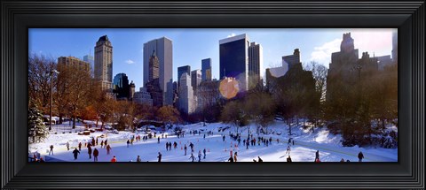 Framed High angle view of people skating in an ice rink, Wollman Rink, Central Park, Manhattan, New York City, New York State, USA Print