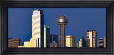 Framed Skyline View with Reunion Tower, Dallas TX Print