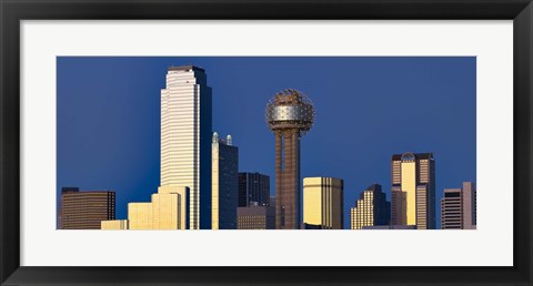 Framed Skyline View with Reunion Tower, Dallas TX Print