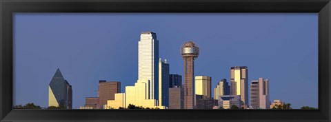 Framed Dallas Skyline with Skyscrapers Print