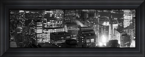 Framed Aerial view of a city at night, Midtown Manhattan, Manhattan, New York City, New York State, USA Print