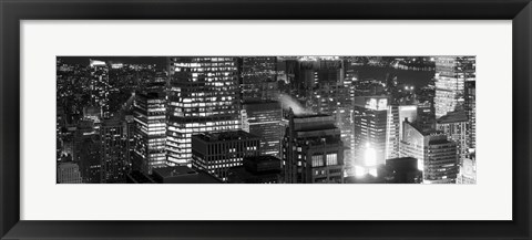 Framed Aerial view of a city at night, Midtown Manhattan, Manhattan, New York City, New York State, USA Print