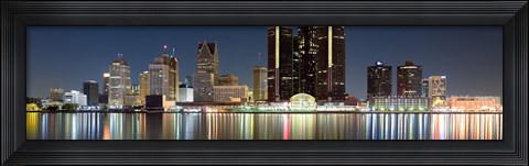 Framed Buildings along the Detroit River, Detroit, Michigan Print