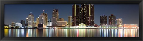 Framed Buildings along the Detroit River, Detroit, Michigan Print