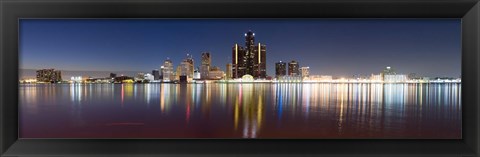 Framed Detroit River at Dusk, Detroit, Michigan Print