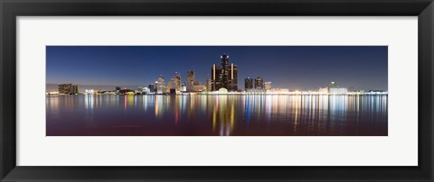 Framed Detroit River at Dusk, Detroit, Michigan Print