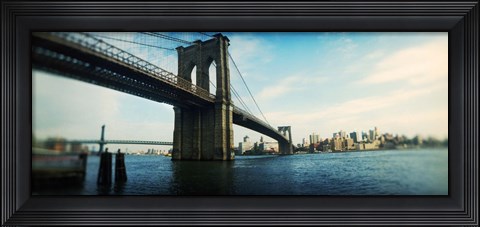 Framed Bridge across a river, Brooklyn Bridge, East River, Brooklyn, New York City, New York State Print