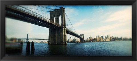 Framed Bridge across a river, Brooklyn Bridge, East River, Brooklyn, New York City, New York State Print