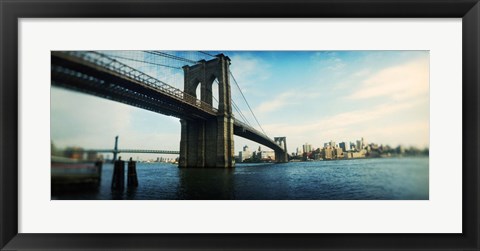 Framed Bridge across a river, Brooklyn Bridge, East River, Brooklyn, New York City, New York State Print