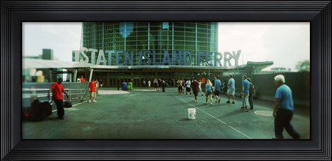Framed Commuters in front of a ferry terminal, Staten Island Ferry, New York City, New York State, USA Print