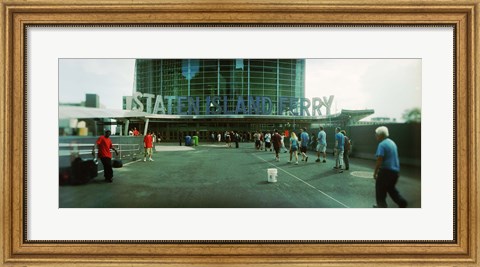 Framed Commuters in front of a ferry terminal, Staten Island Ferry, New York City, New York State, USA Print