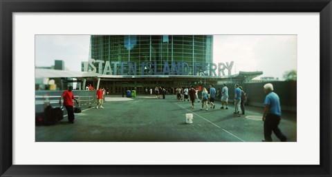 Framed Commuters in front of a ferry terminal, Staten Island Ferry, New York City, New York State, USA Print