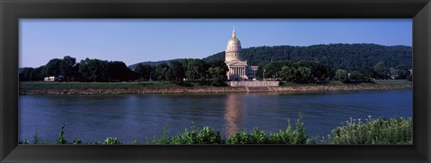 Framed West Virginia State Capitol from the Riverside, Charleston, West Virginia Print